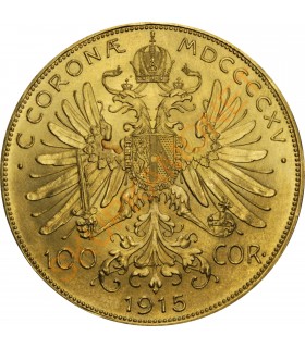 zolotaya moneta franc iosif 100 kron 1915 restrajk avstriya